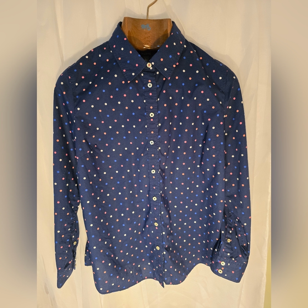 Talbots Polka Dot Button Up Shirt Preppy Party